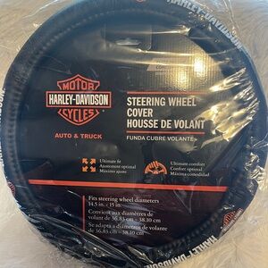 Harley-Davidson Black and Orange Logo Steering Wheel Cover